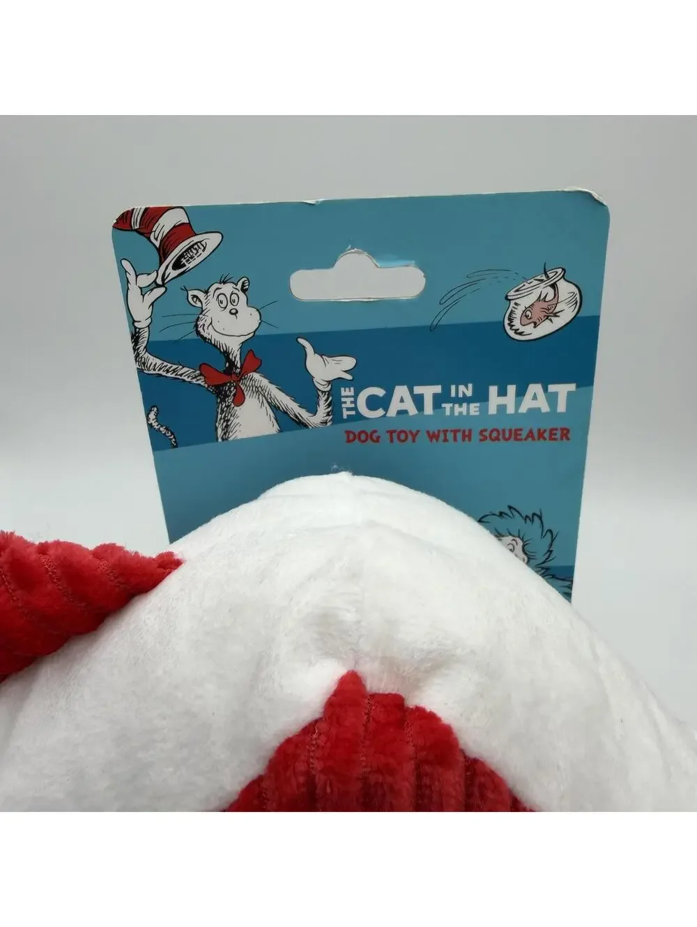 Dr Seuss Cat in the Hat Plush Dog Toy with Squeaker House Red Corduroy Exterior